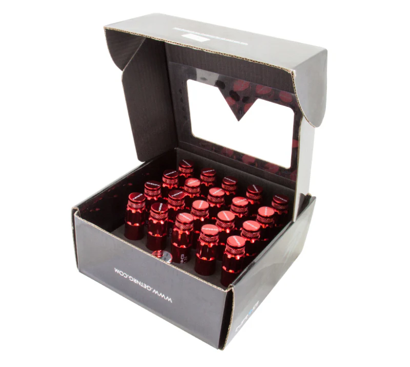 NRG 700 Series M12 X 1.25 Steel Lug Nut w/Dust Cap Cover Set 21 Pc w/Locks & Lock Socket - Red - Image 7