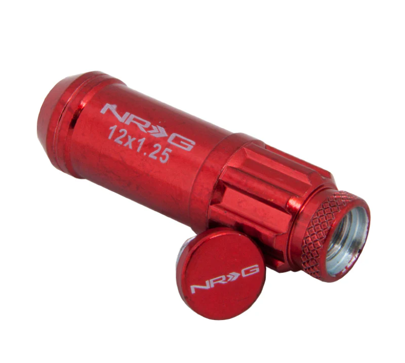 NRG 700 Series M12 X 1.25 Steel Lug Nut w/Dust Cap Cover Set 21 Pc w/Locks & Lock Socket - Red - Image 8