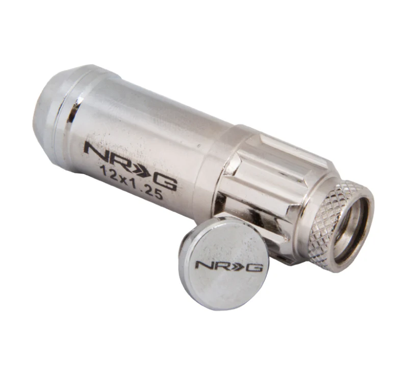 NRG 700 Series M12 X 1.25 Steel Lug Nut w/Dust Cap Cover Set 21 Pc w/Locks & Lock Socket - Silver - Image 4