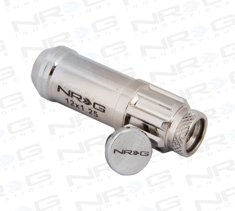 NRG 700 Series M12 X 1.25 Steel Lug Nut w/Dust Cap Cover Set 21 Pc w/Locks & Lock Socket - Silver - Image 7