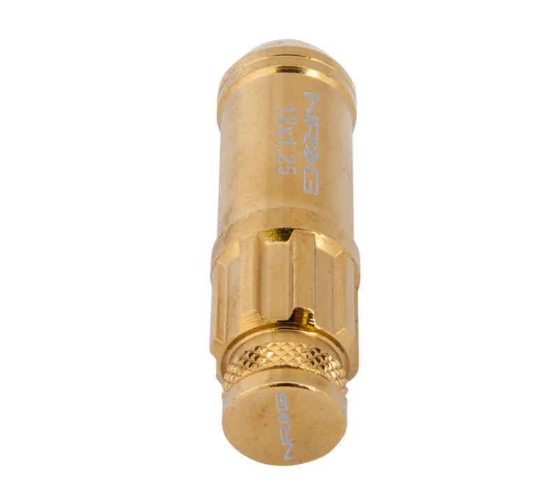 NRG 700 Series M12 X 1.25 Steel Lug Nut w/Dust Cap Cover Set 21 Pc w/Locks & Socket - Chrome Gold - Image 3