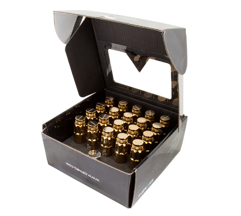 NRG 700 Series M12 X 1.25 Steel Lug Nut w/Dust Cap Cover Set 21 Pc w/Locks & Socket - Chrome Gold - Image 5