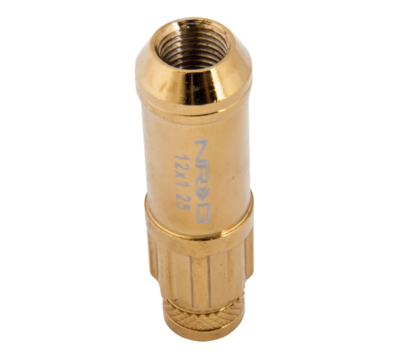 NRG 700 Series M12 X 1.25 Steel Lug Nut w/Dust Cap Cover Set 21 Pc w/Locks & Socket - Chrome Gold - Image 6