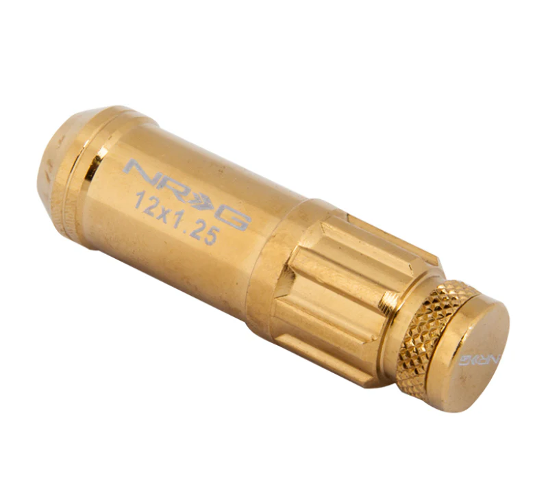 NRG 700 Series M12 X 1.25 Steel Lug Nut w/Dust Cap Cover Set 21 Pc w/Locks & Socket - Chrome Gold - Image 7