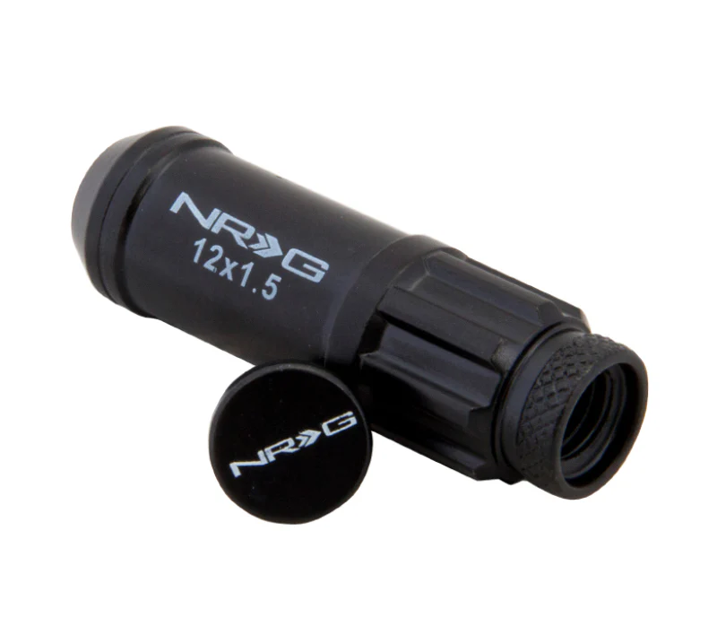 NRG 700 Series M12 X 1.5 Steel Lug Nut w/Dust Cap Cover Set 21 Pc w/Locks & Lock Socket - Black - Image 4