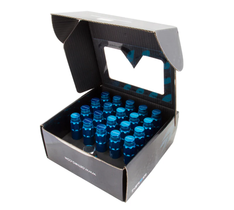 NRG 700 Series M12 X 1.5 Steel Lug Nut w/Dust Cap Cover Set 21 Pc w/Locks & Lock Socket - Blue - Image 3