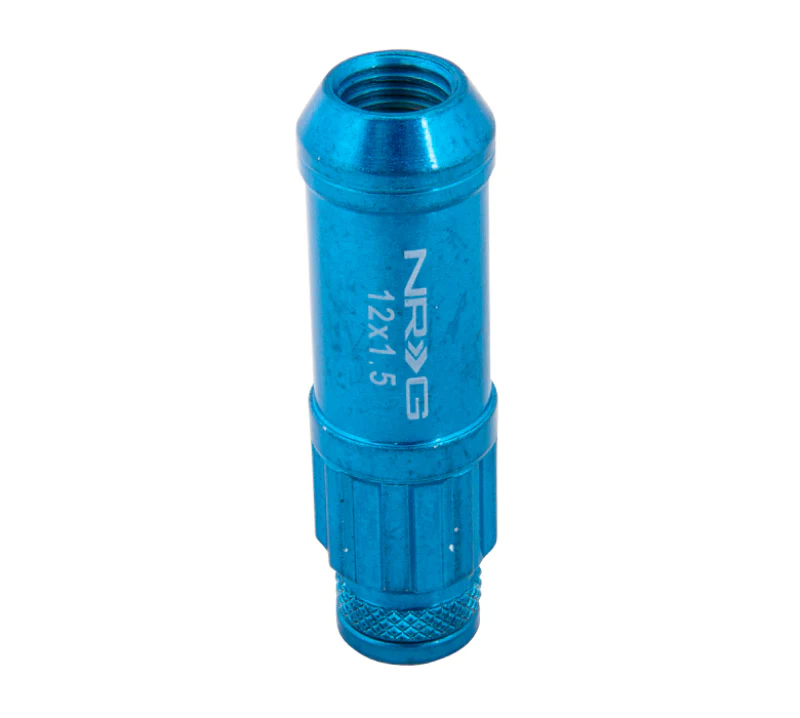 NRG 700 Series M12 X 1.5 Steel Lug Nut w/Dust Cap Cover Set 21 Pc w/Locks & Lock Socket - Blue - Image 5