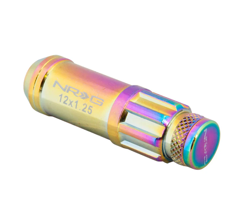 NRG 700 Series M12 X 1.5 Steel Lug Nut w/Dust Cap Cover Set 21 Pc w/Locks & Lock Socket - Neochrome - Image 4