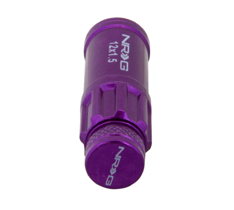 NRG 700 Series M12 X 1.5 Steel Lug Nut w/Dust Cap Cover Set 21 Pc w/Locks & Lock Socket - Purple - Image 3