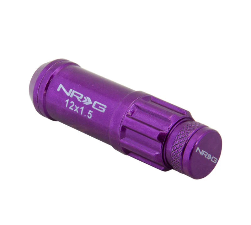 NRG 700 Series M12 X 1.5 Steel Lug Nut w/Dust Cap Cover Set 21 Pc w/Locks & Lock Socket - Purple - Image 5