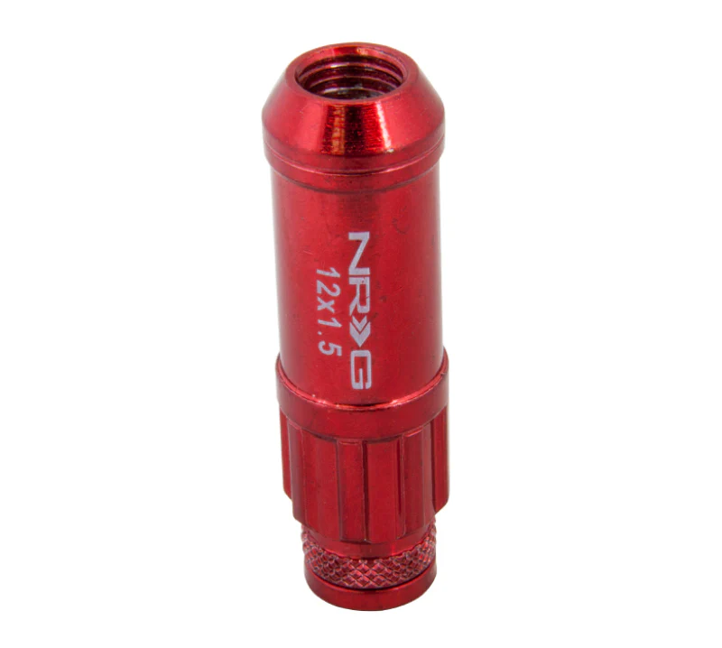 NRG 700 Series M12 X 1.5 Steel Lug Nut w/Dust Cap Cover Set 21 Pc w/Locks & Lock Socket - Red - Image 3