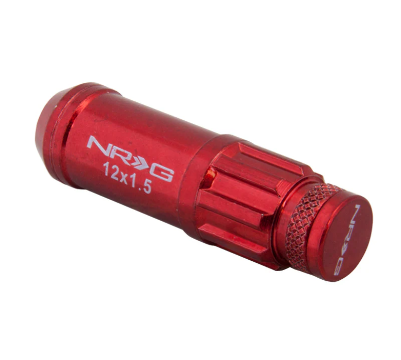NRG 700 Series M12 X 1.5 Steel Lug Nut w/Dust Cap Cover Set 21 Pc w/Locks & Lock Socket - Red - Image 5