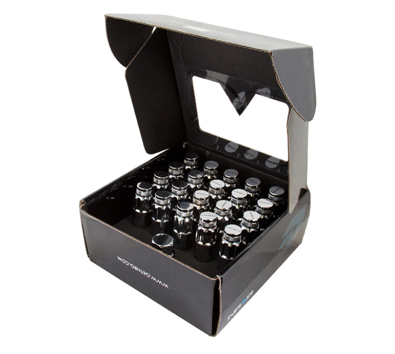 NRG 700 Series M12 X 1.5 Steel Lug Nut w/Dust Cap Cover Set 21 Pc w/Locks & Lock Socket - Silver - Image 2