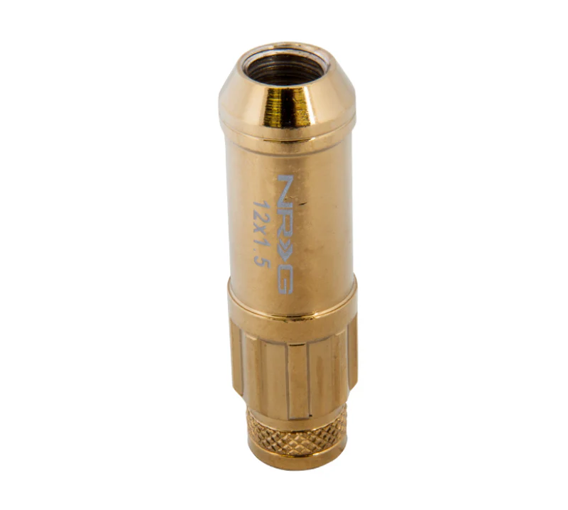 NRG 700 Series M12 X 1.5 Steel Lug Nut w/Dust Cap Cover Set 21 Pc w/Locks & Socket - Chrome Gold - Image 3