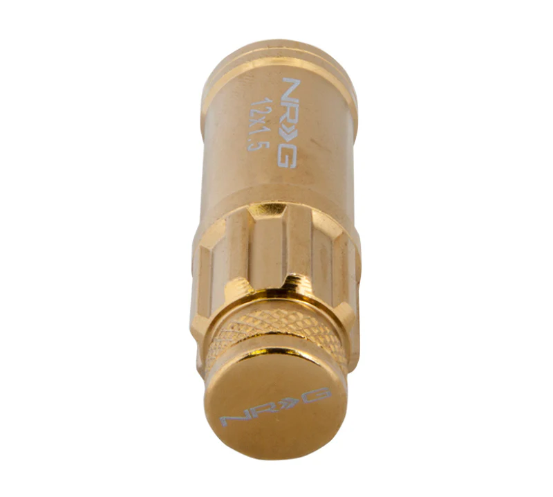 NRG 700 Series M12 X 1.5 Steel Lug Nut w/Dust Cap Cover Set 21 Pc w/Locks & Socket - Chrome Gold - Image 5