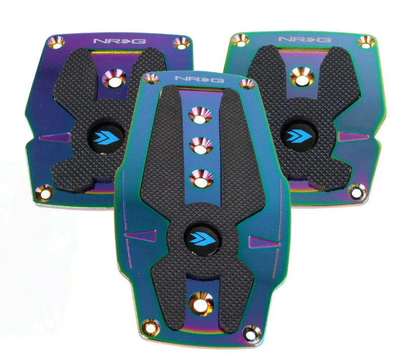 NRG Aluminum Sport Pedal M/T - Neochrome w/Black Rubber Inserts - Image 2