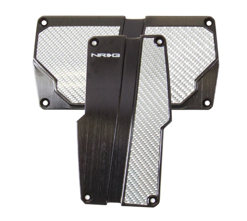 NRG Brushed Aluminum Sport Pedal A/T - Black w/Silver Carbon - Image 2