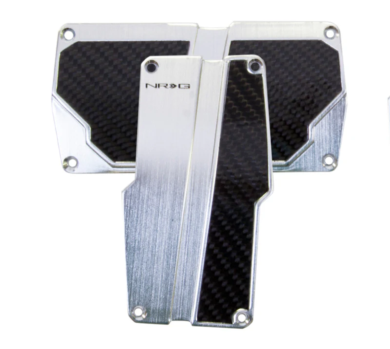 NRG Brushed Aluminum Sport Pedal A/T - Silver w/Black Carbon - Image 2