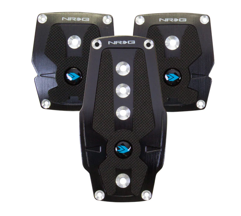 NRG Brushed Aluminum Sport Pedal M/T - Black w/Black Rubber Inserts - Image 2