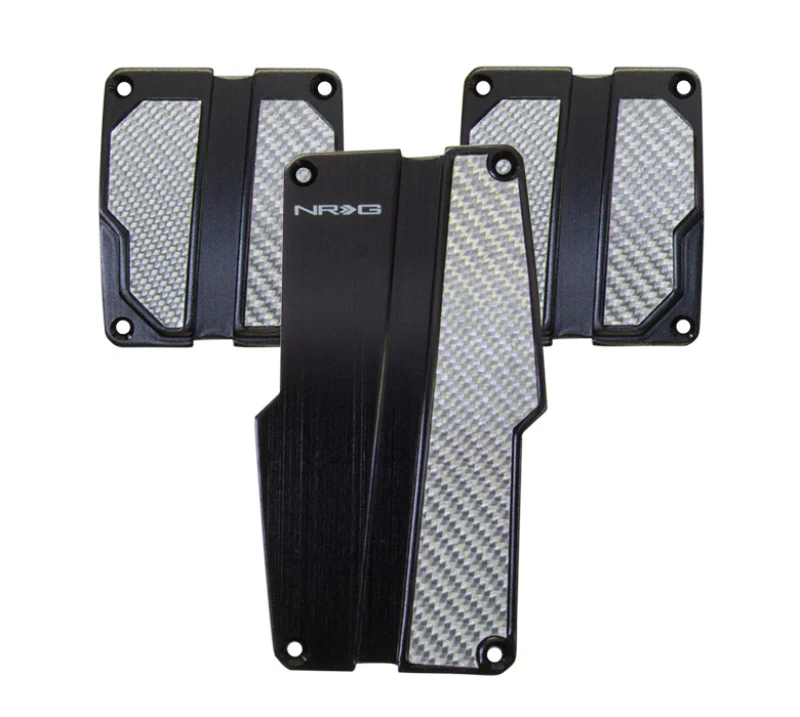 NRG Brushed Aluminum Sport Pedal M/T - Black w/Silver Carbon - Image 2