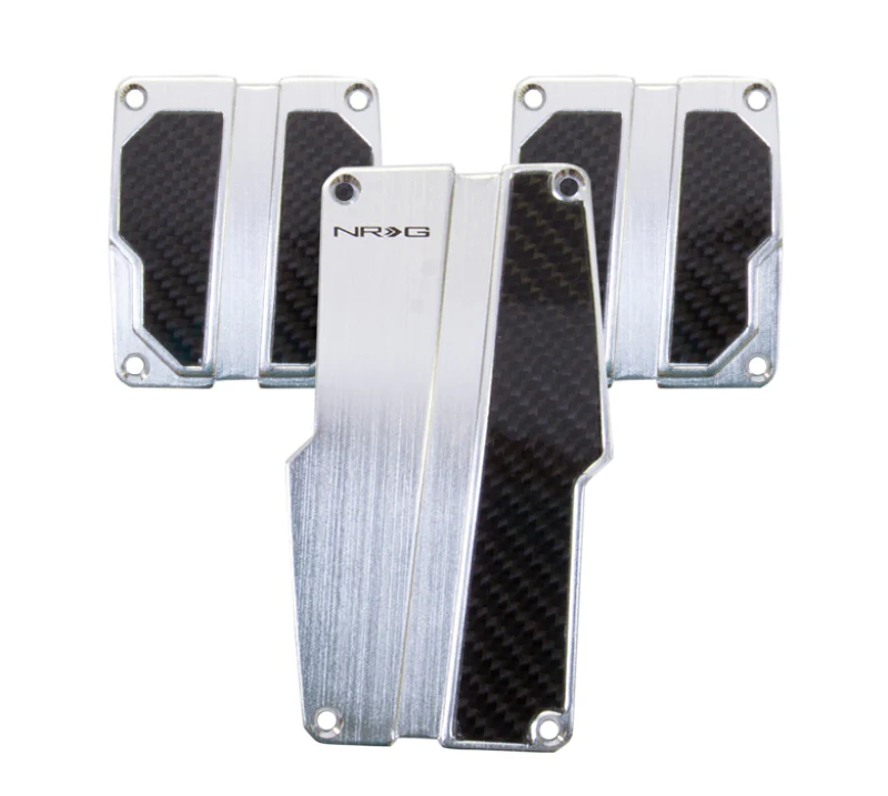 NRG Brushed Aluminum Sport Pedal M/T - Silver w/Black Carbon - Image 2