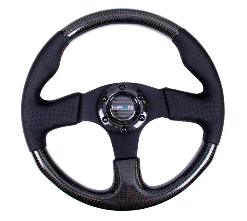 NRG Carbon Fiber Steering Wheel (315mm) Leather Trim w/Black Stitching - Image 2