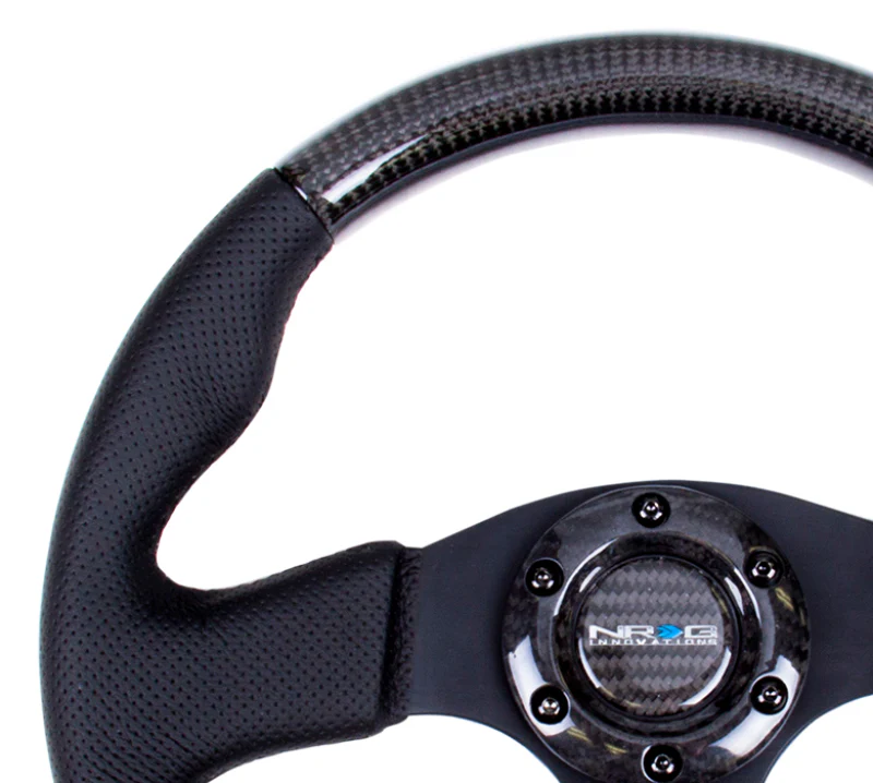 NRG Carbon Fiber Steering Wheel (315mm) Leather Trim w/Black Stitching - Image 3
