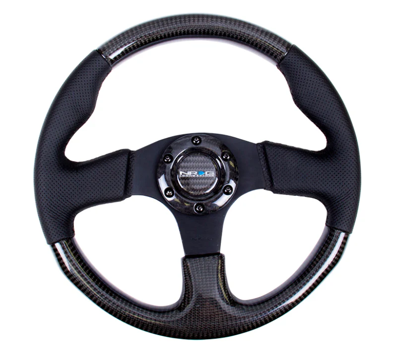 NRG Carbon Fiber Steering Wheel (315mm) Leather Trim w/Black Stitching - Image 4