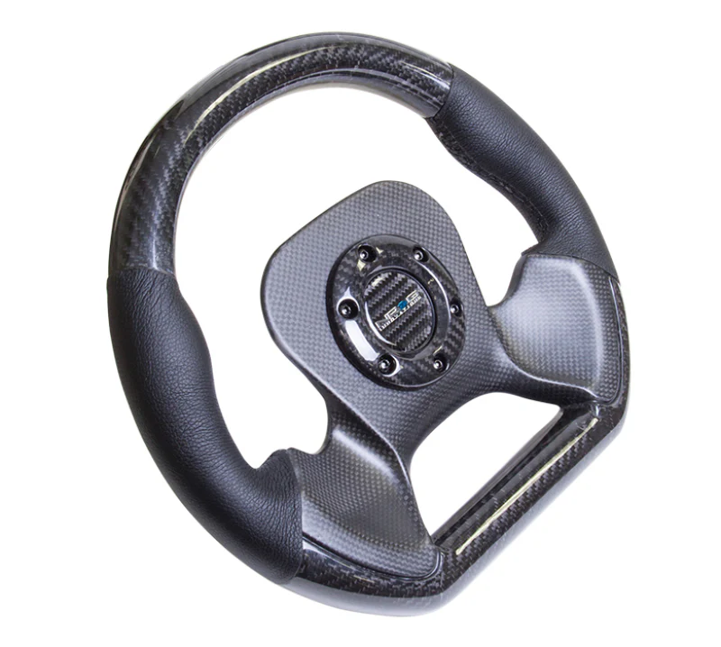 NRG Carbon Fiber Steering Wheel (320mm) CF Center Plate & Two-Tone Carbon w/Leather Trim Handles - Image 5
