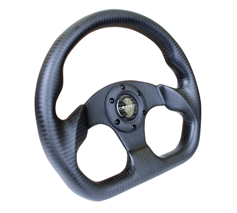 NRG Carbon Fiber Steering Wheel (320mm) Flat Bottom Matte Black Carbon - Image 2