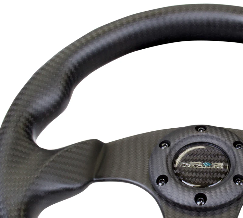 NRG Carbon Fiber Steering Wheel (320mm) Flat Bottom Matte Black Carbon - Image 3