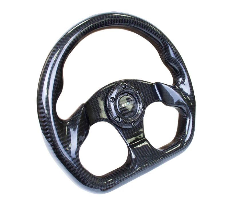 NRG Carbon Fiber Steering Wheel (320mm) Flat Bottom w/Shiny Black Carbon - Image 3