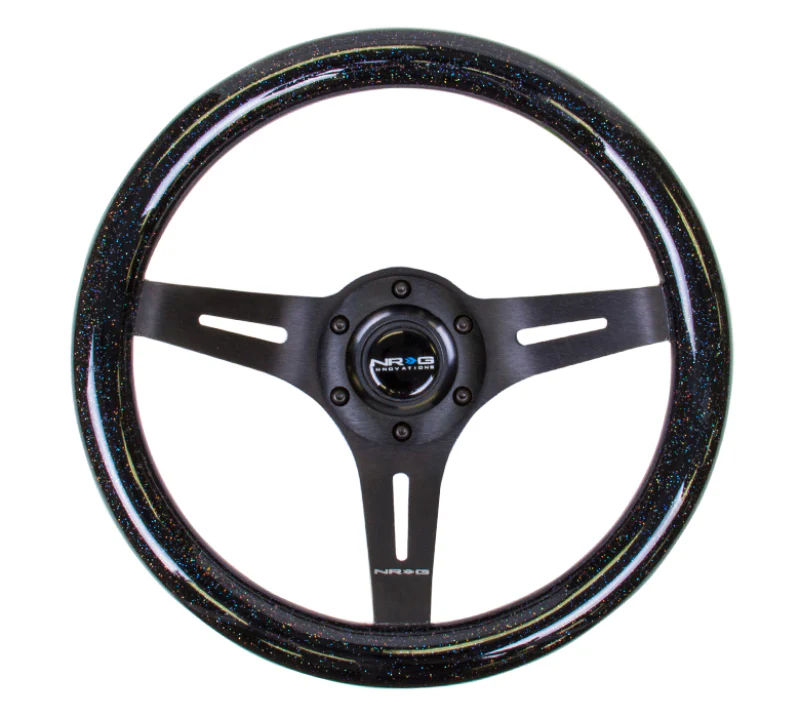 NRG Classic Wood Grain Steering Wheel (310mm) Black Sparkle w/Blk 3-Spoke Center - Image 4