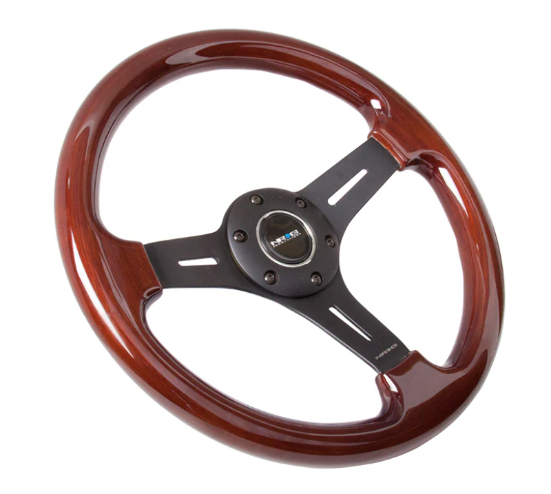 NRG Classic Wood Grain Steering Wheel (330mm) Wood Grain w/Matte Black 3-Spoke Center - Image 2