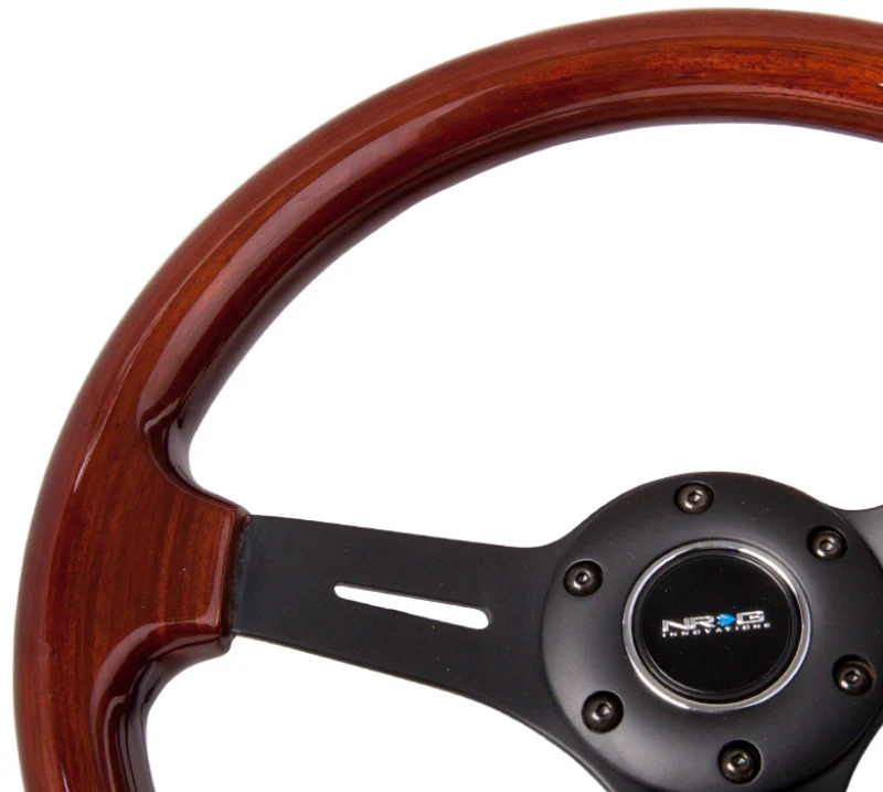 NRG Classic Wood Grain Steering Wheel (330mm) Wood Grain w/Matte Black 3-Spoke Center - Image 3