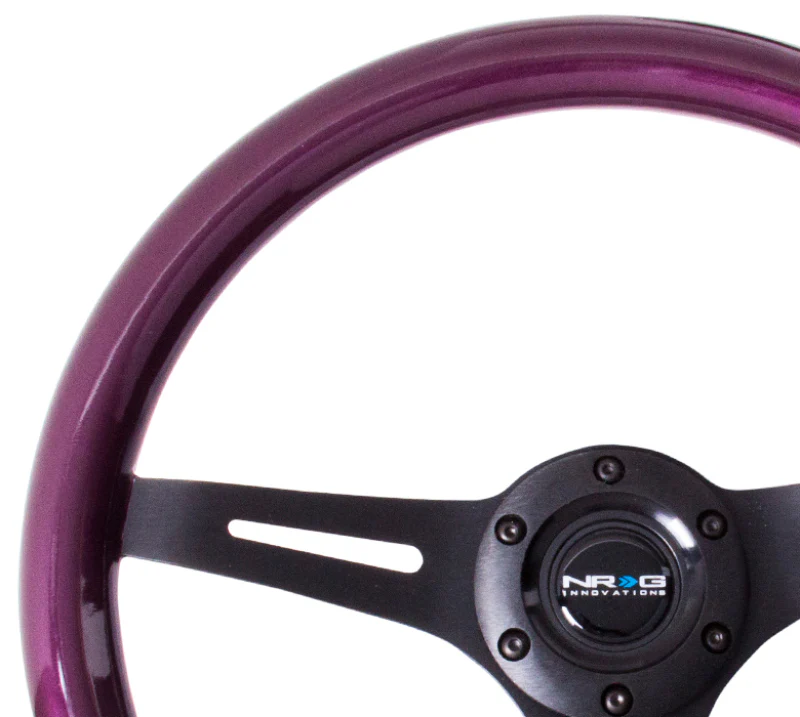 NRG Classic Wood Grain Steering Wheel (350mm) Purple Pearl/Flake Paint w/Black 3-Spoke Center - Image 2