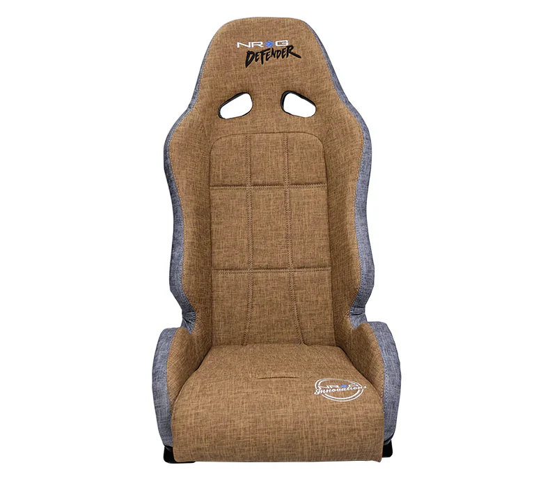 NRG Defender Seat Steel Frame Suspension - Brown w/ Gray Trim w/ Defender Logo - w/ Side Bracket - Image 3