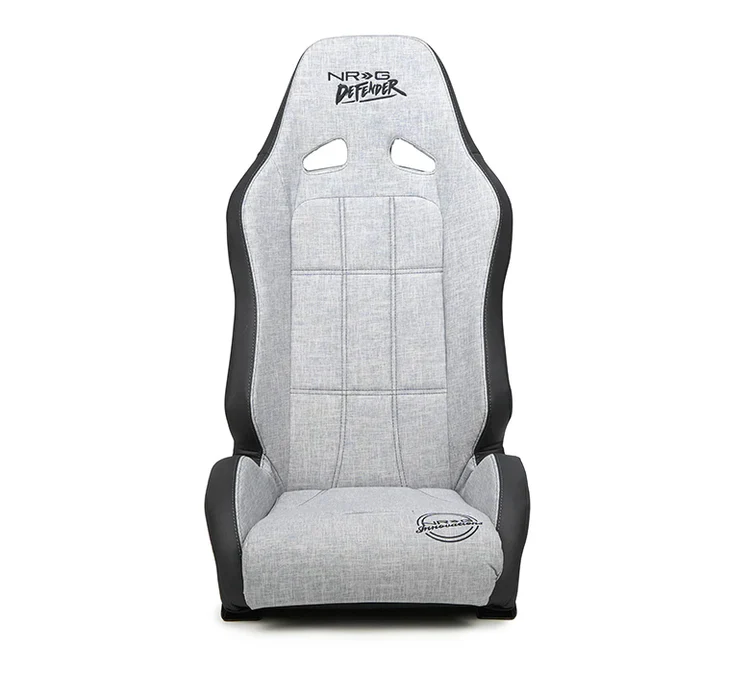 NRG Defender Water Resistant Steel Frame Susp. Seat - Silver w/Black Trim/Defender Logo/Side Bracket - Image 3