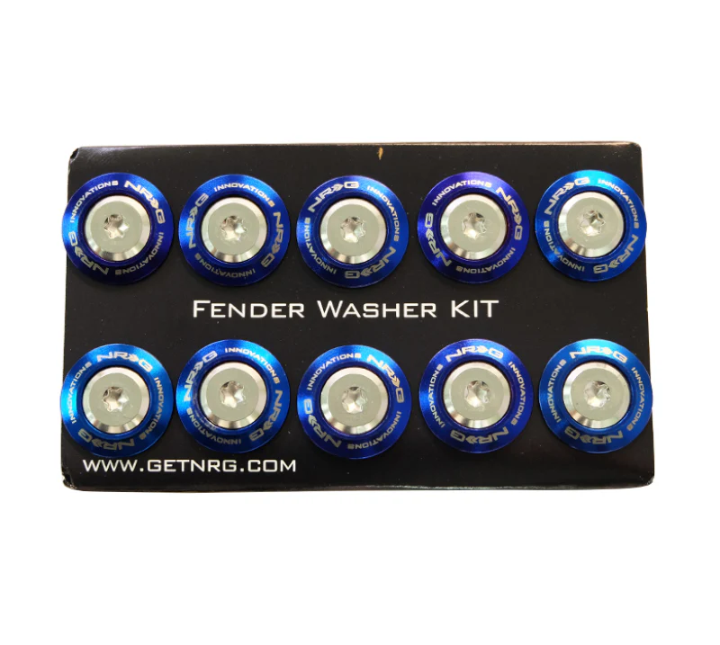 NRG Fender Washer Kit (TI Series) M6 Bolts/SS For Plastic (Silver Washer/TI Burn Screw) - Set of 10 - Image 2