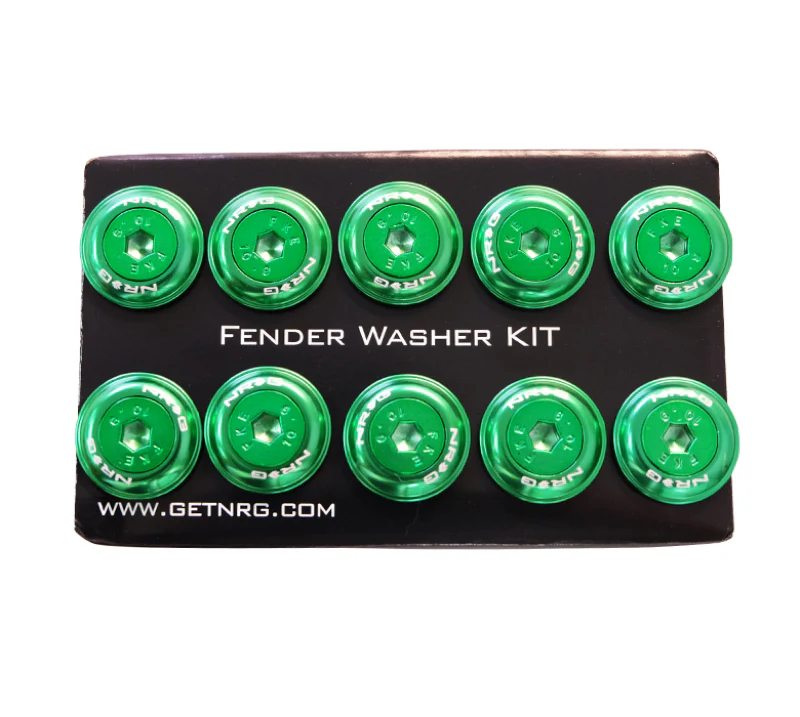 NRG Fender Washer Kit w/Color Matched M6 Bolt Rivets For Plastic (Green) - Set of 10 - Image 3