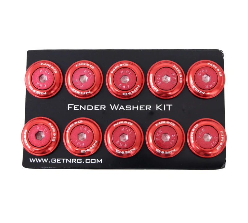 NRG Fender Washer Kit w/Color Matched M6 Bolt Rivets For Plastic (Red) - Set of 10 - Image 4
