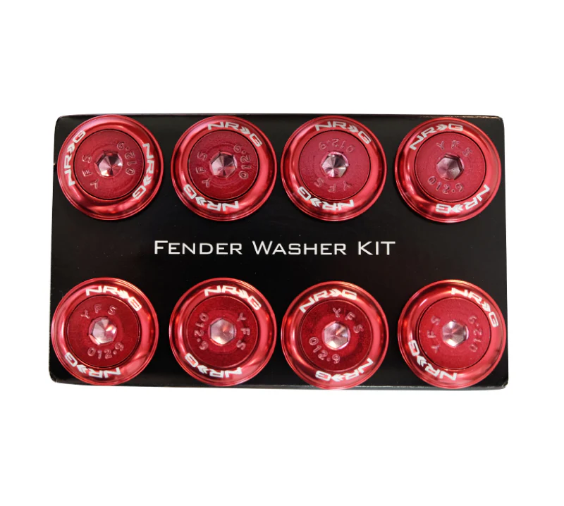 NRG Fender Washer Kit w/Color Matched M8 Bolt Rivets For Plastic (Red) - Set of 8 - Image 2