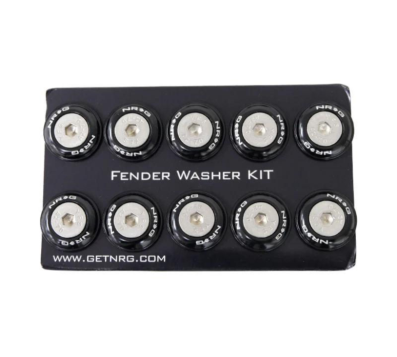 NRG Fender Washer Kit w/Rivets For Plastic (Black) - Set of 10 - Image 2