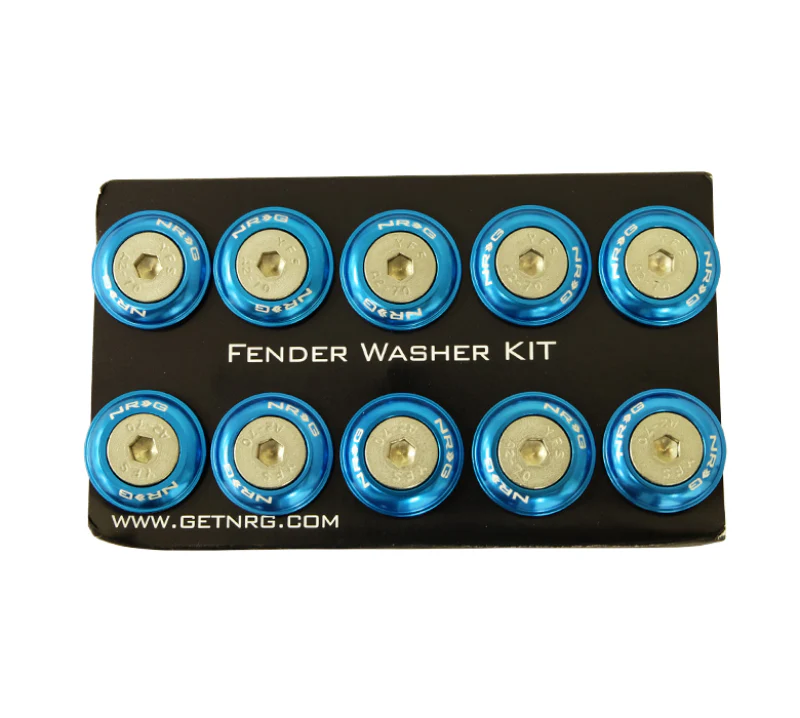 NRG Fender Washer Kit w/Rivets For Plastic (Blue) - Set of 10 - Image 2