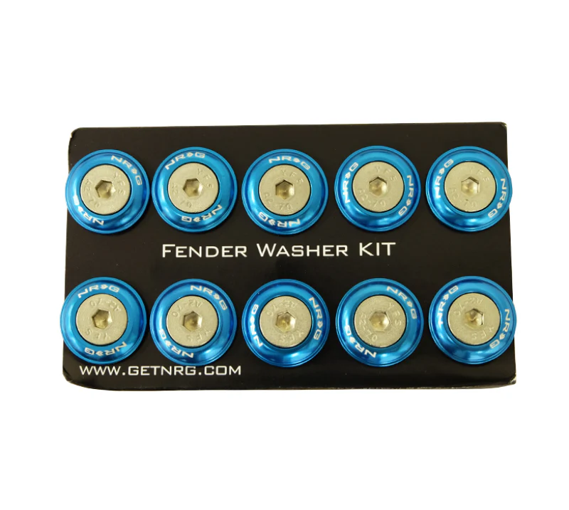 NRG Fender Washer Kit w/Rivets For Plastic (Blue) - Set of 10 - Image 3