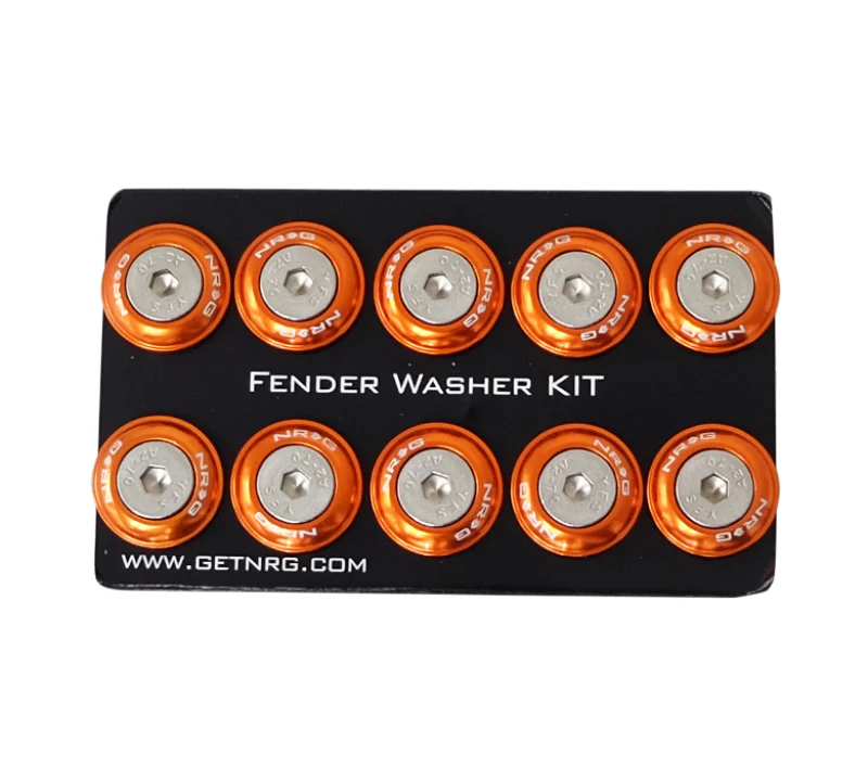 NRG Fender Washer Kit w/Rivets For Plastic (Orange) - Set of 10 - Image 2