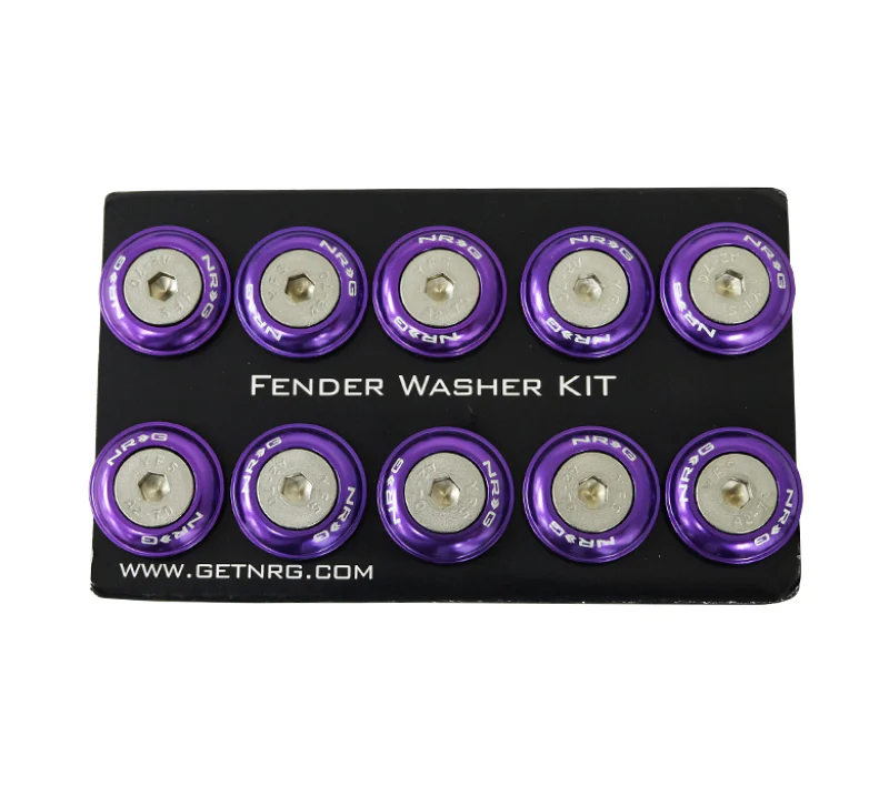 NRG Fender Washer Kit w/Rivets For Plastic (Purple) - Set of 10 - Image 2