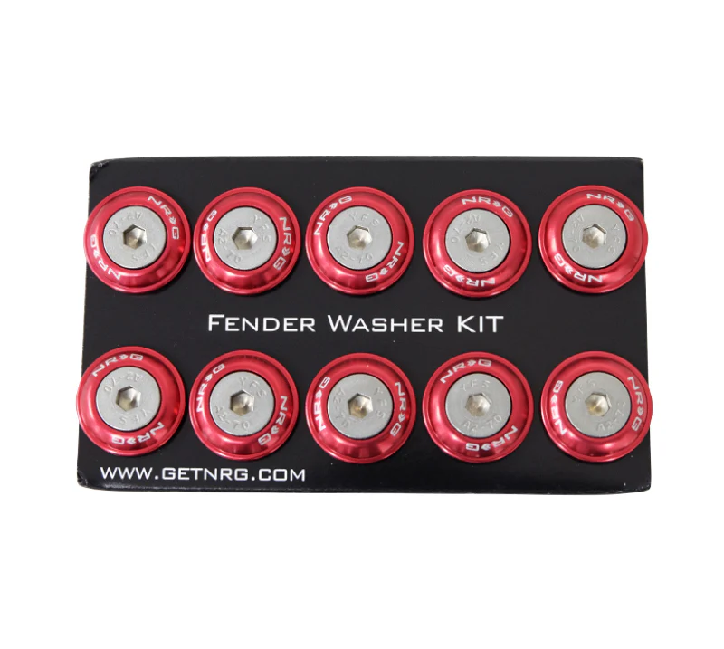NRG Fender Washer Kit w/Rivets For Plastic (Red) - Set of 10 - Image 4