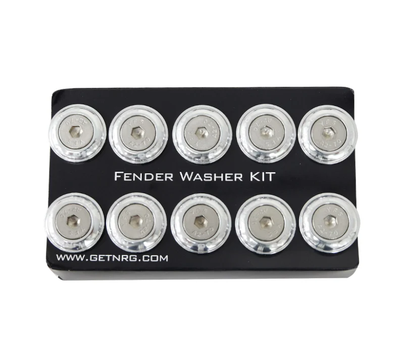 NRG Fender Washer Kit w/Rivets For Plastic (Silver) - Set of 10 - Image 2