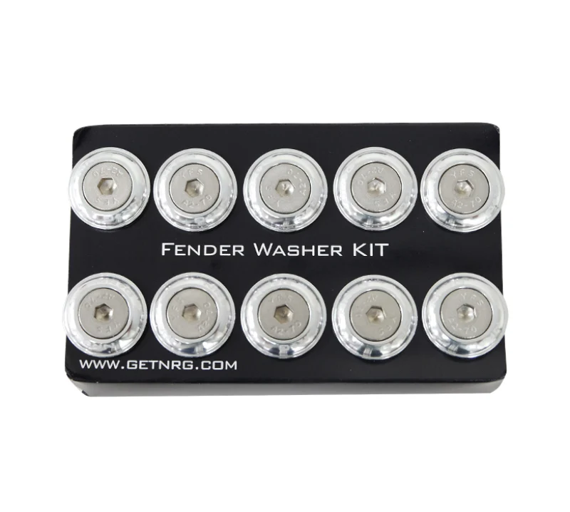 NRG Fender Washer Kit w/Rivets For Plastic (Silver) - Set of 10 - Image 3